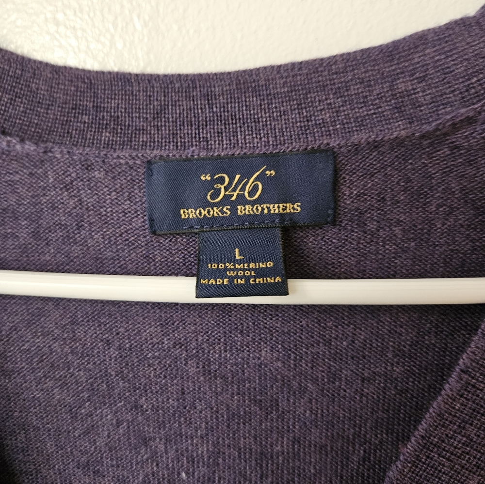 346 Brooks Brothers Purple V-Neck Cardigan Sweater - Merino Wool - Picture 2 of 5